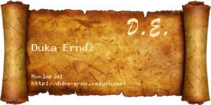 Duka Ernő névjegykártya
