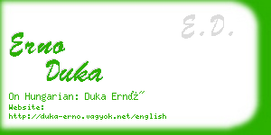 erno duka business card